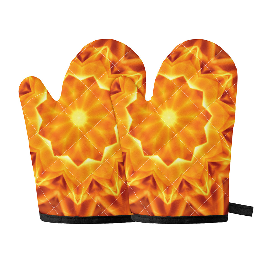 Flame Kaleidoscope Print Oven Mitts