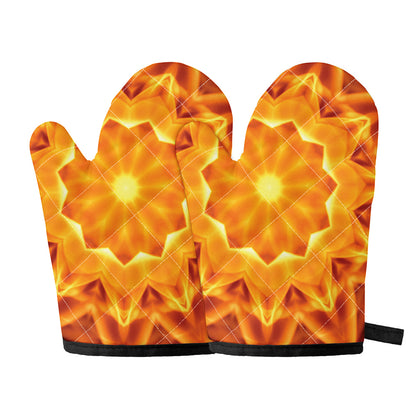Flame Kaleidoscope Print Oven Mitts