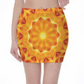 Flame Kaleidoscope Print Pencil Mini Skirt