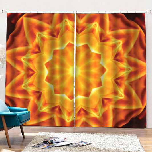 Flame Kaleidoscope Print Pencil Pleat Curtains