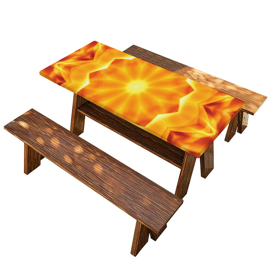 Flame Kaleidoscope Print Picnic Table Cover