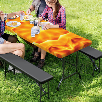 Flame Kaleidoscope Print Picnic Table Cover