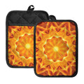 Flame Kaleidoscope Print Pot Holders With Pocket