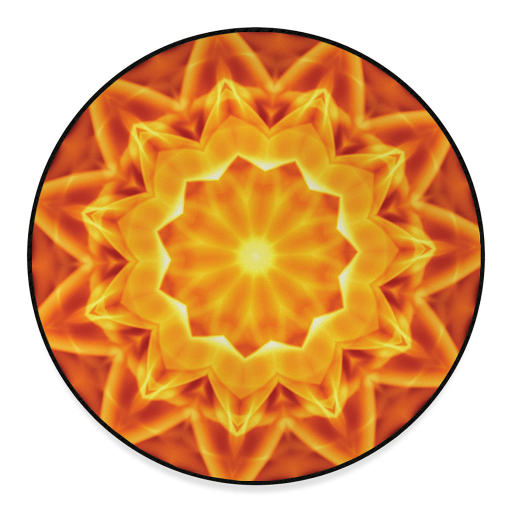 Flame Kaleidoscope Print Round Floor Mat