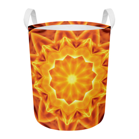 Flame Kaleidoscope Print Round Laundry Basket