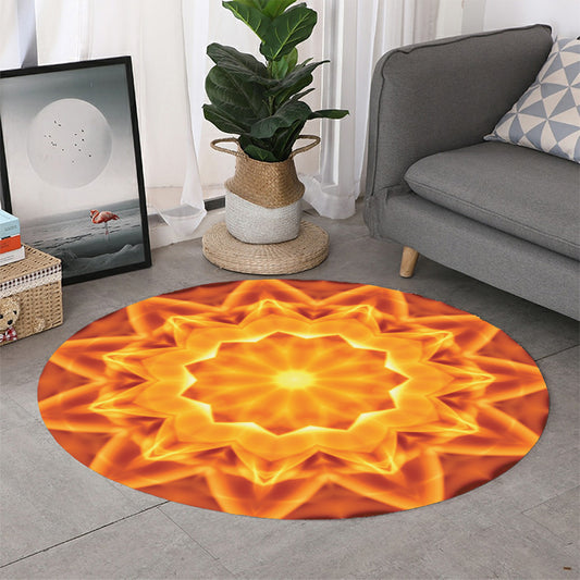 Flame Kaleidoscope Print Round Rug