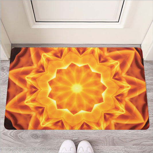 Flame Kaleidoscope Print Rubber Doormat