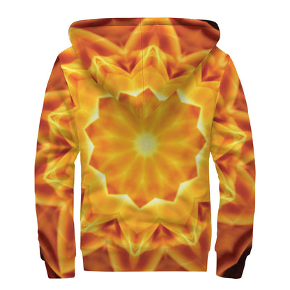 Flame Kaleidoscope Print Sherpa Lined Zip Up Hoodie