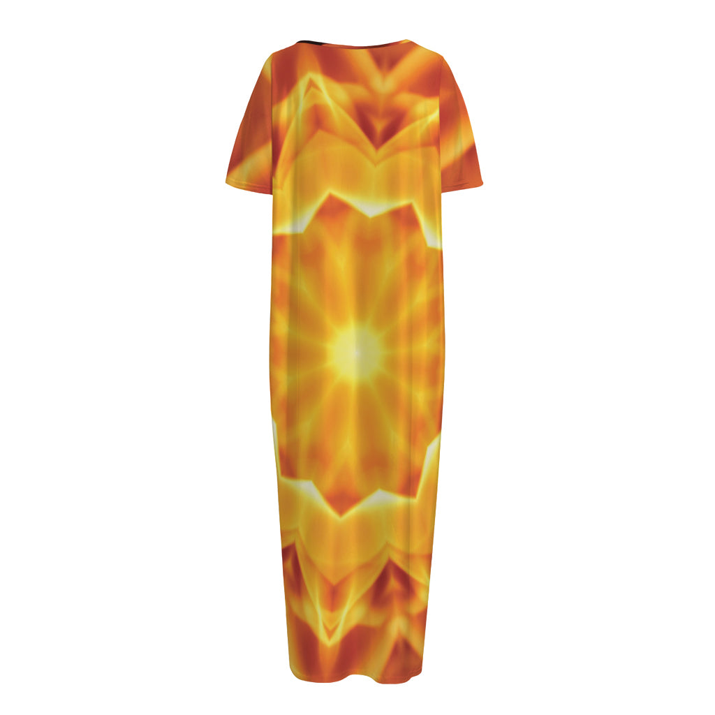 Flame Kaleidoscope Print Short Sleeve Long Nightdress