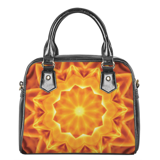 Flame Kaleidoscope Print Shoulder Handbag