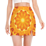 Flame Kaleidoscope Print Side Slit Mini Skirt