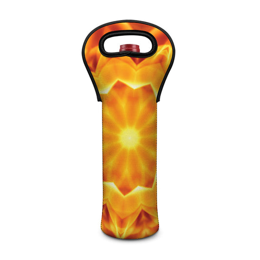 Flame Kaleidoscope Print Single Neoprene Wine Tote