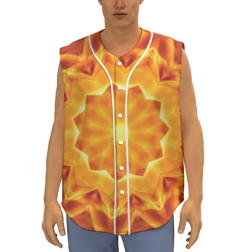 Flame Kaleidoscope Print Sleeveless Baseball Jersey