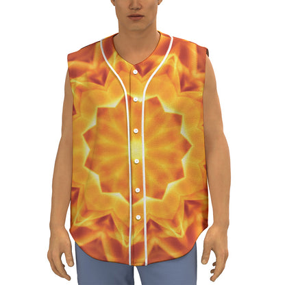 Flame Kaleidoscope Print Sleeveless Baseball Jersey