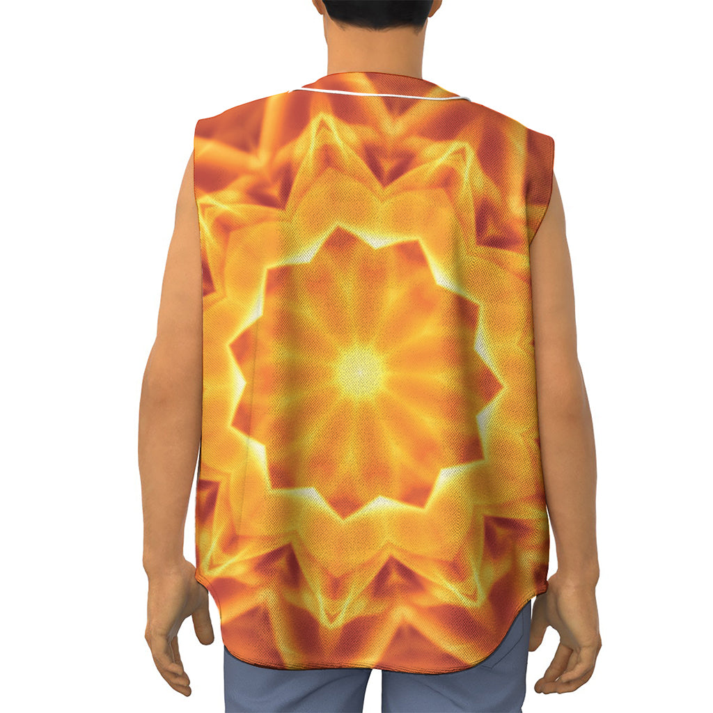 Flame Kaleidoscope Print Sleeveless Baseball Jersey