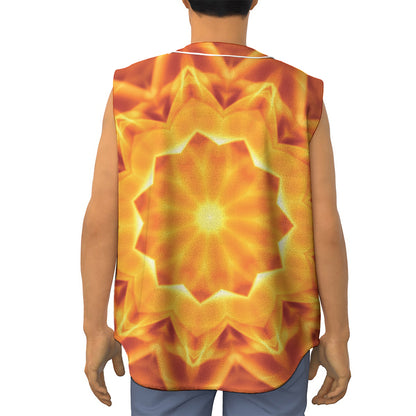 Flame Kaleidoscope Print Sleeveless Baseball Jersey