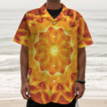 Flame Kaleidoscope Print Textured Short Sleeve Shirt