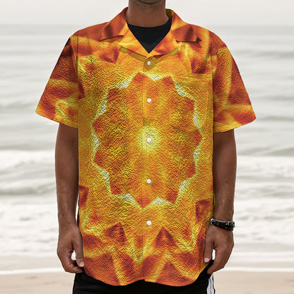 Flame Kaleidoscope Print Textured Short Sleeve Shirt