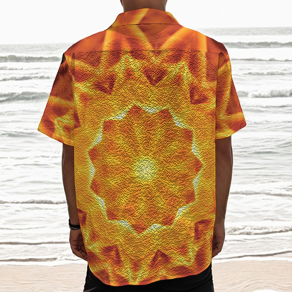 Flame Kaleidoscope Print Textured Short Sleeve Shirt