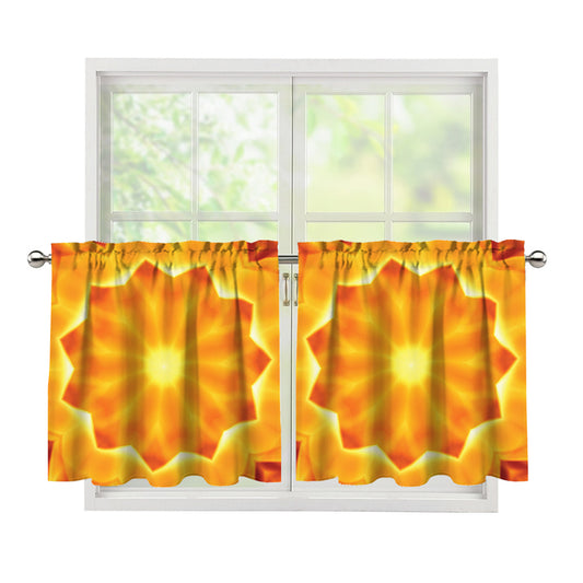 Flame Kaleidoscope Print Tier Curtains