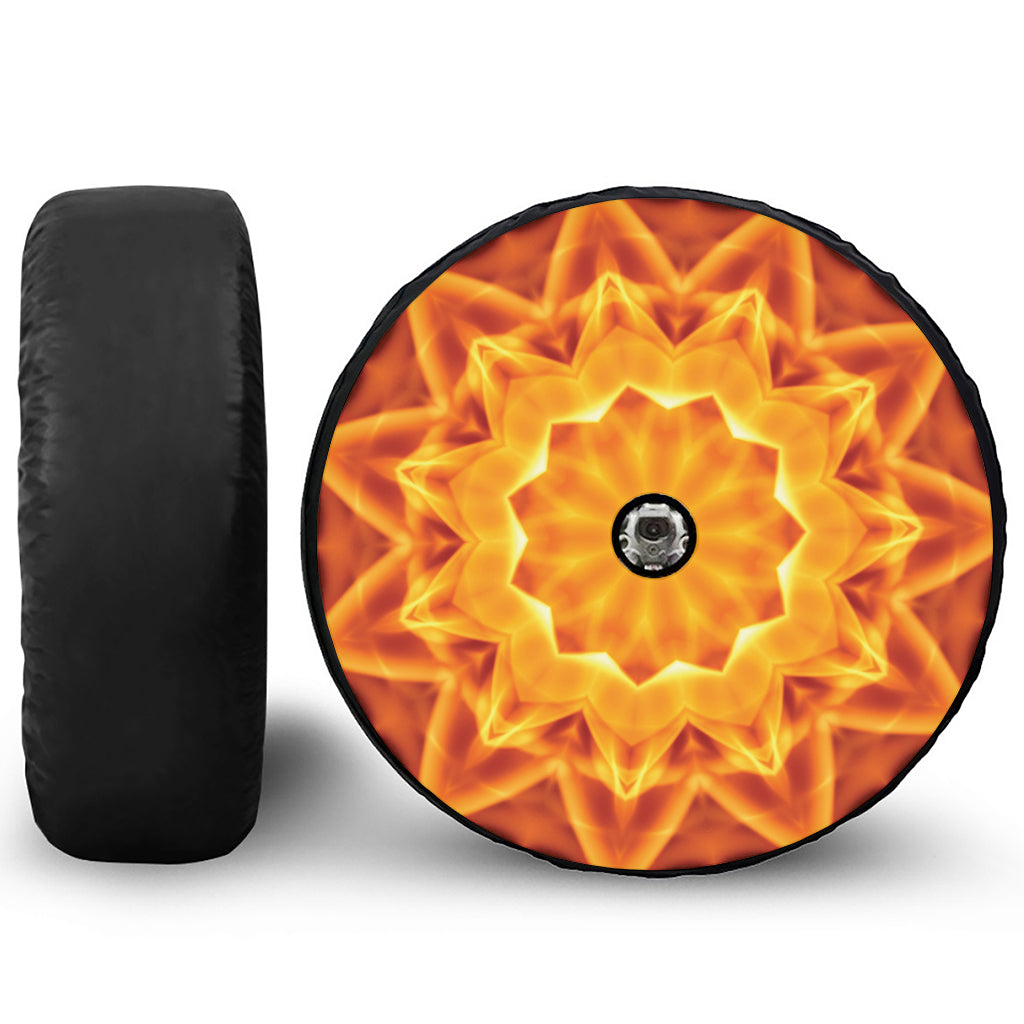 Flame Kaleidoscope Print Tire Cover With Camera Hole