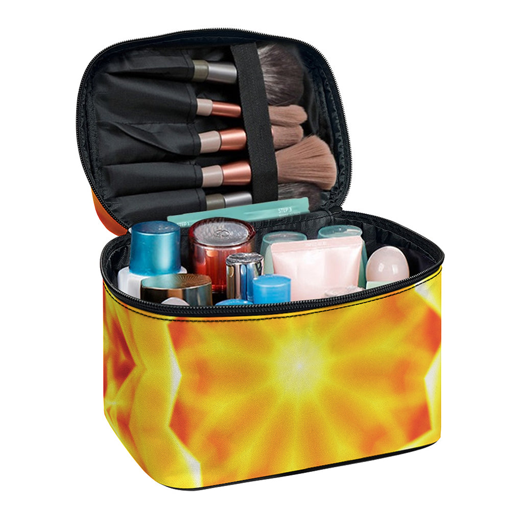 Flame Kaleidoscope Print Travel Makeup Bag