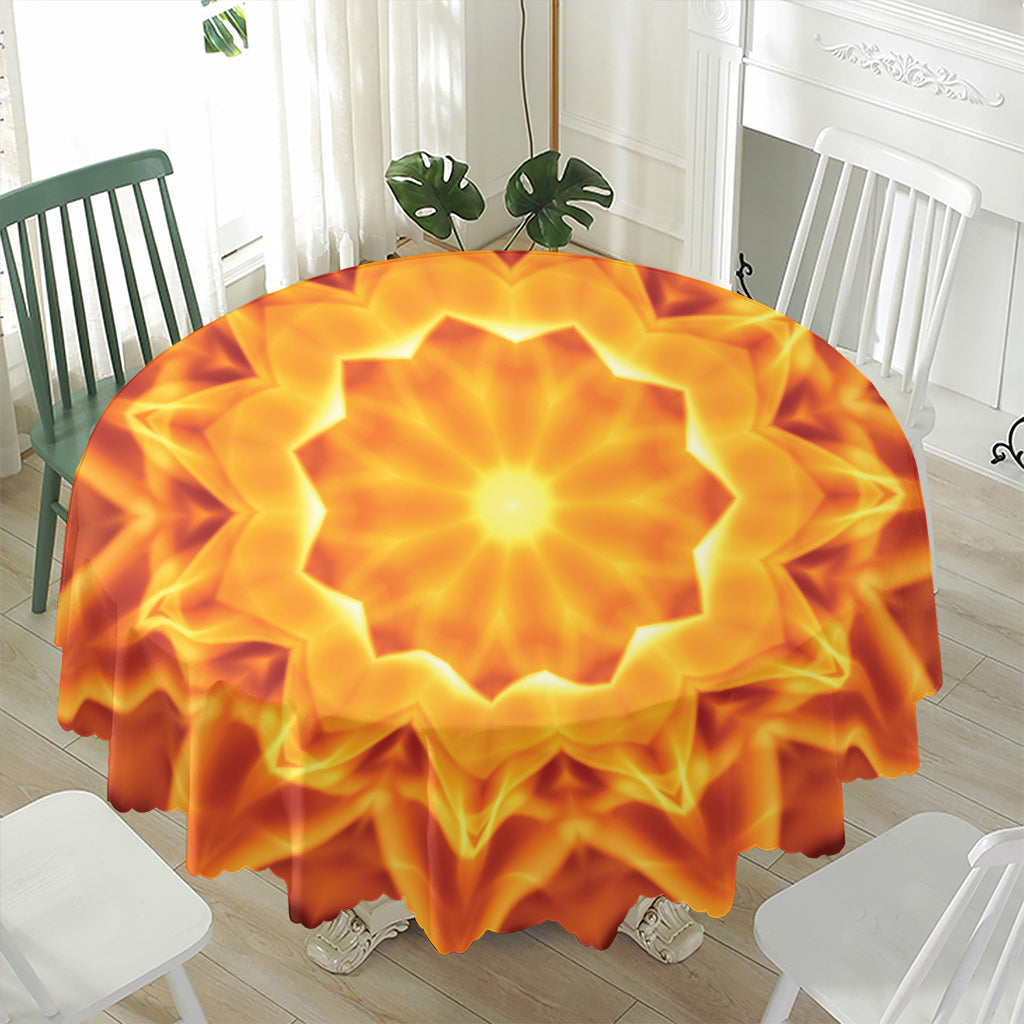 Flame Kaleidoscope Print Waterproof Round Tablecloth
