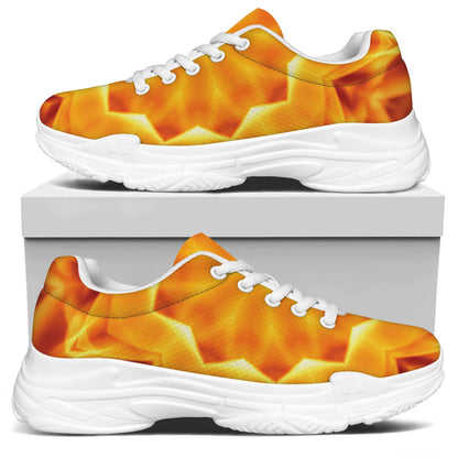 Flame Kaleidoscope Print White Chunky Shoes