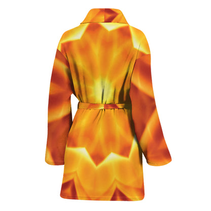 Flame Kaleidoscope Print Women's Bathrobe