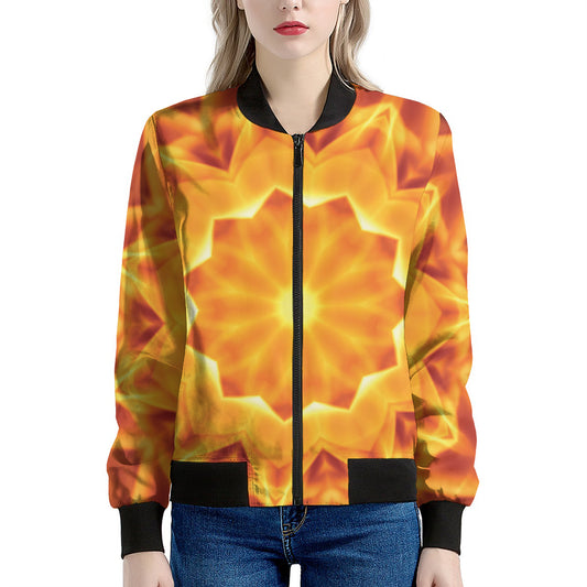 Flame Kaleidoscope Print Women's Bomber Jacket