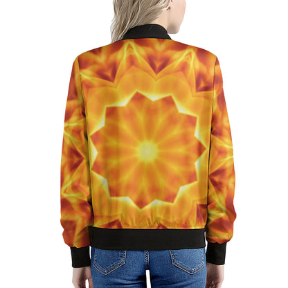 Flame Kaleidoscope Print Women's Bomber Jacket