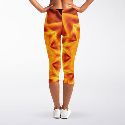 Flame Kaleidoscope Print Women's Capri Leggings