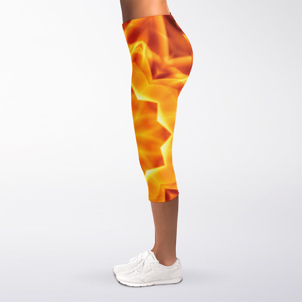 Flame Kaleidoscope Print Women's Capri Leggings