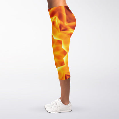 Flame Kaleidoscope Print Women's Capri Leggings