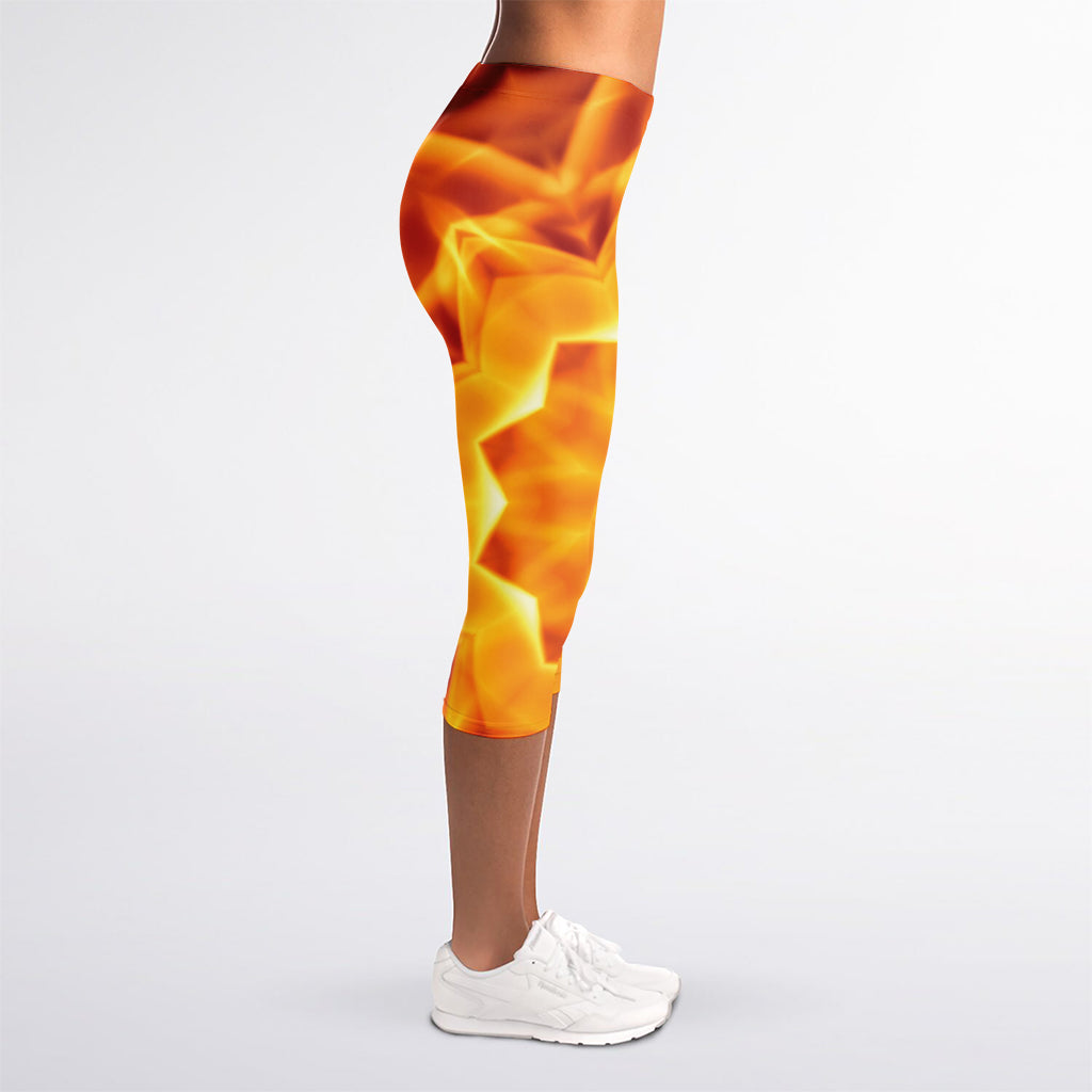 Flame Kaleidoscope Print Women's Capri Leggings