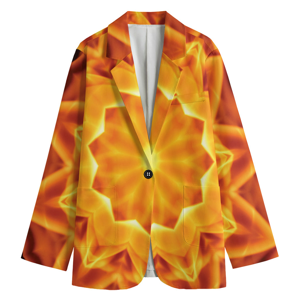Flame Kaleidoscope Print Women's Cotton Blazer