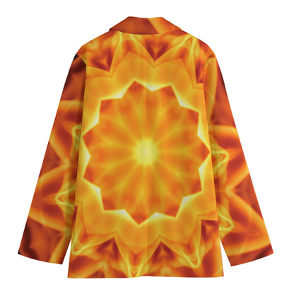 Flame Kaleidoscope Print Women's Cotton Blazer