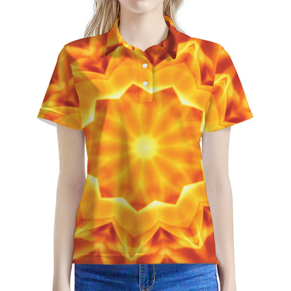 Flame Kaleidoscope Print Women's Polo Shirt