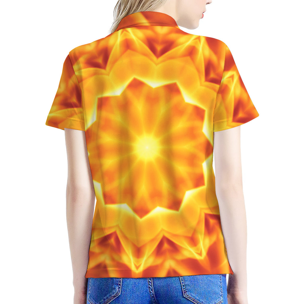 Flame Kaleidoscope Print Women's Polo Shirt