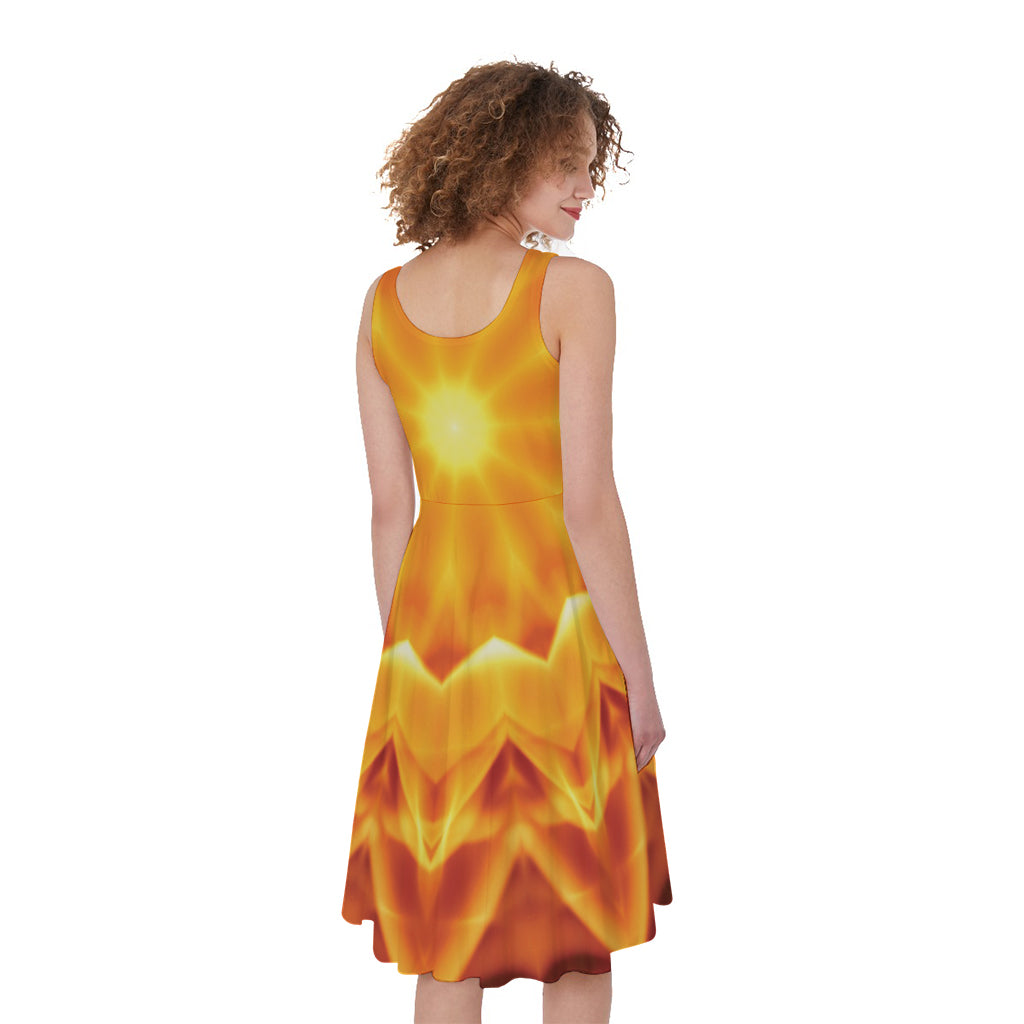 Flame Kaleidoscope Print Women's Sleeveless Dress