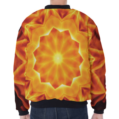 Flame Kaleidoscope Print Zip Sleeve Bomber Jacket