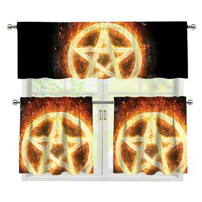 Flame Pentagram Print 3 Piece Kitchen Curtains