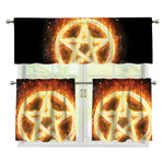 Flame Pentagram Print 3 Piece Kitchen Curtains