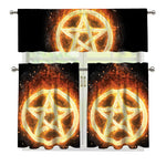 Flame Pentagram Print 3 Piece Kitchen Curtains