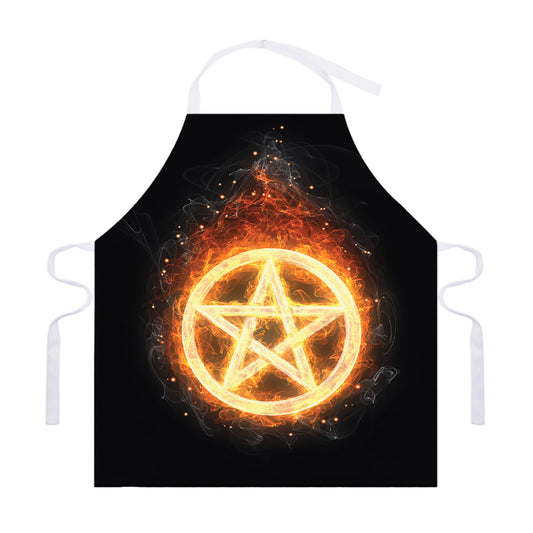 Flame Pentagram Print Adjustable Apron