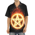 Flame Pentagram Print Aloha Shirt