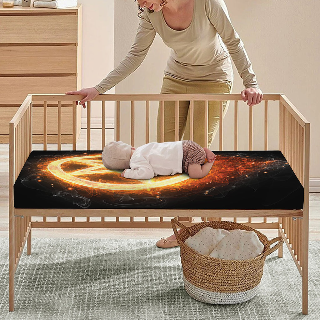 Flame Pentagram Print Baby Crib Sheet