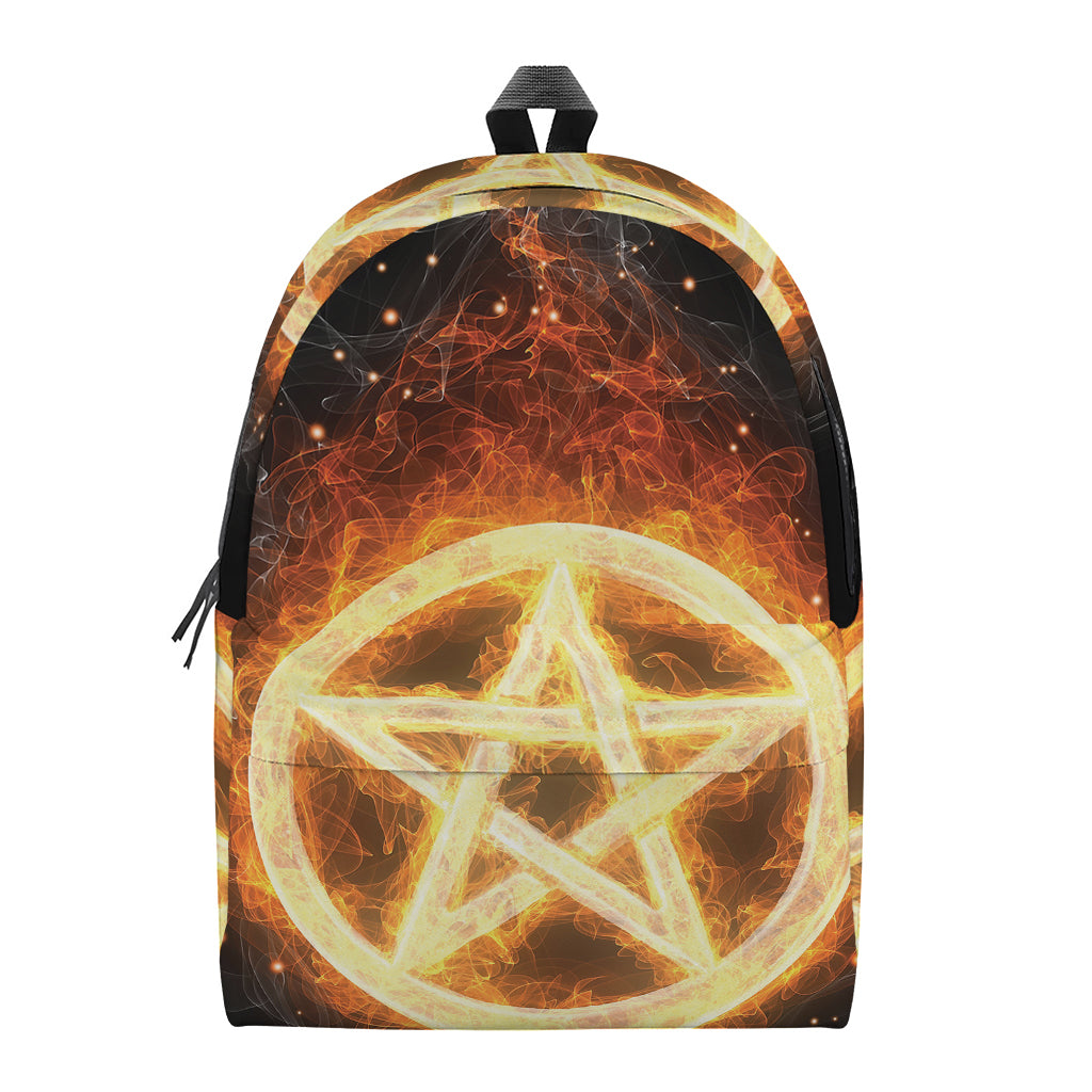 Flame Pentagram Print Backpack