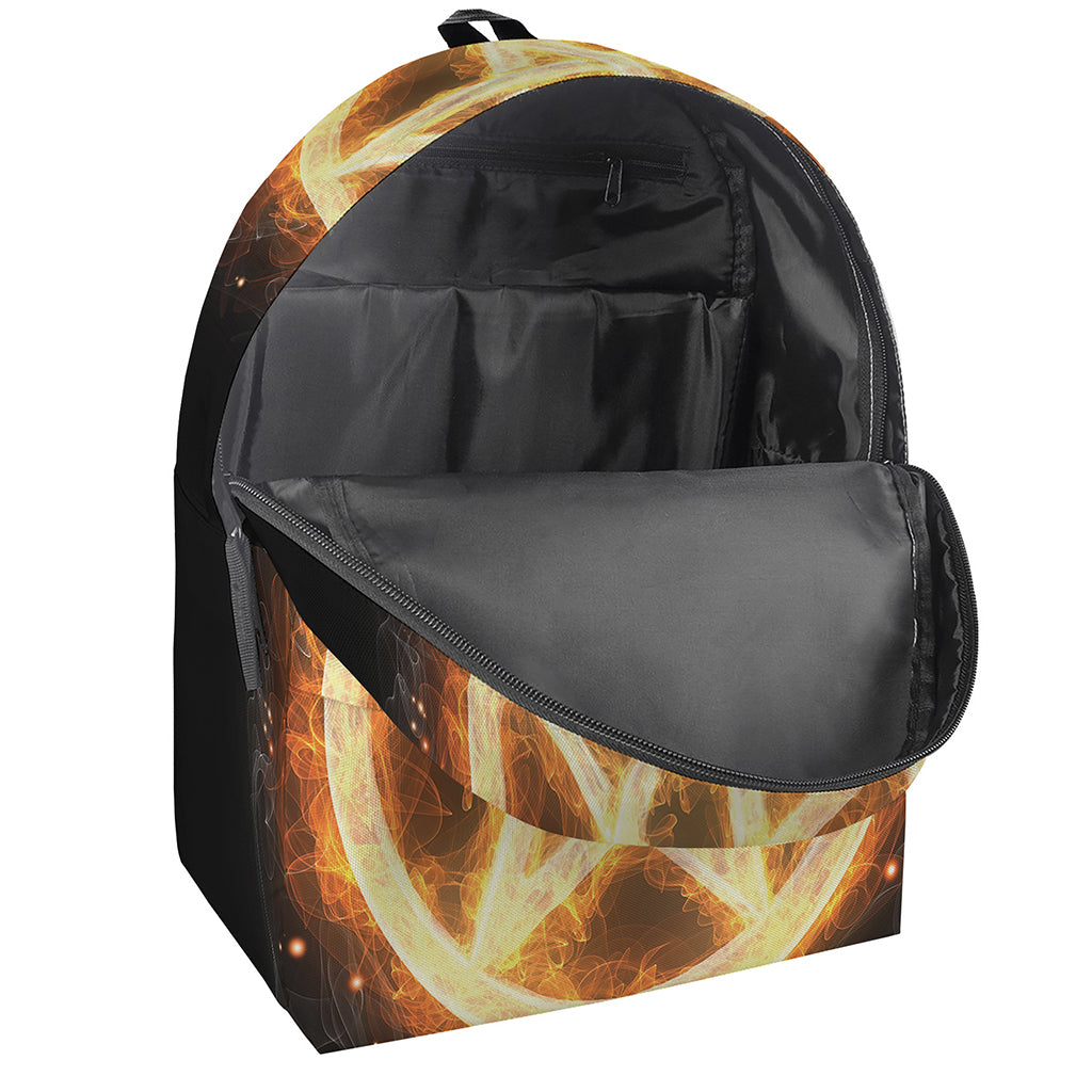 Flame Pentagram Print Backpack