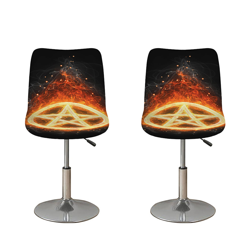 Flame Pentagram Print Bar Stool Covers